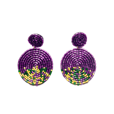 Mardi Gras Beaded Circle Earrings - Mardi Gras Apparel - Accessories, Adult, Earrings - Earrings