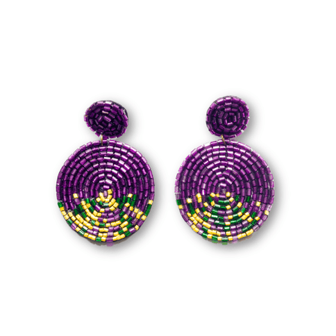 Mardi Gras Beaded Circle Earrings - Mardi Gras Apparel - Accessories, Adult, Earrings - Earrings