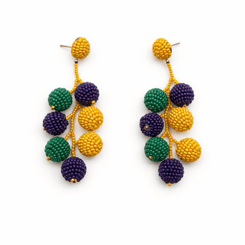 Mardi Gras Beaded Drop Earrings - Mardi Gras Apparel - Accessories, accessory discount tier, Adult - Earrings