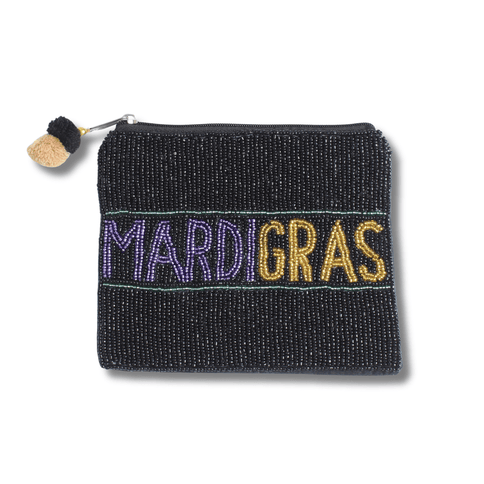 Mardi Gras Beaded Pouch - Mardi Gras Apparel - Accessories, Bags, Mardi Gras - Pouch