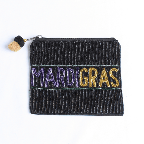 Mardi Gras Beaded Pouch - Mardi Gras Apparel - Accessories, Bags, Mardi Gras - Pouch