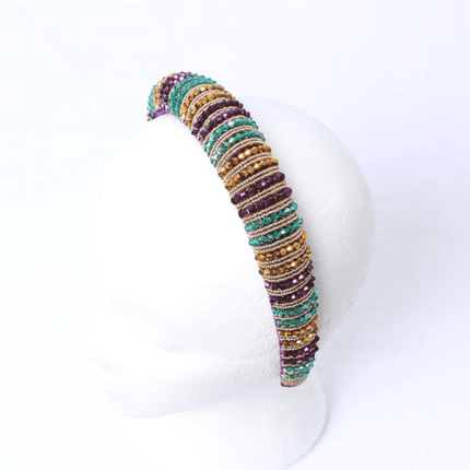 Mardi Gras Beaded Rhinestone Headband - Mardi Gras Apparel - Accessories, Headbands, Mardi Gras - Headband