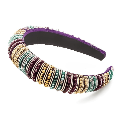 Mardi Gras Beaded Rhinestone Headband - Mardi Gras Apparel - Accessories, Headbands, Mardi Gras - Headband