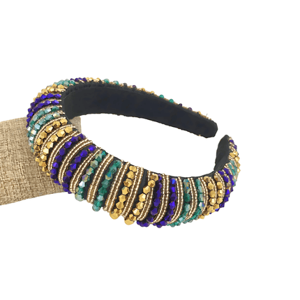 Mardi Gras Beaded Rhinestone Headband - Mardi Gras Apparel - Accessories, Headbands, Mardi Gras - Headband