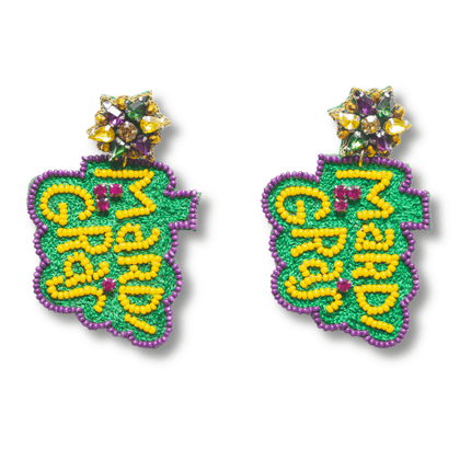 Mardi Gras Beaded Statement Earrings - Mardi Gras Apparel - Accessories, Adult, Earrings - Earrings