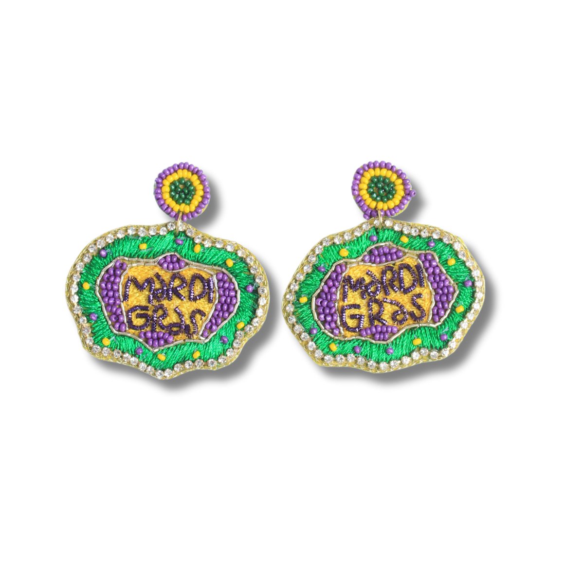 Mardi Gras Beaded Statement Earrings - Mardi Gras Apparel - Accessories, Adult, Earrings - Earrings