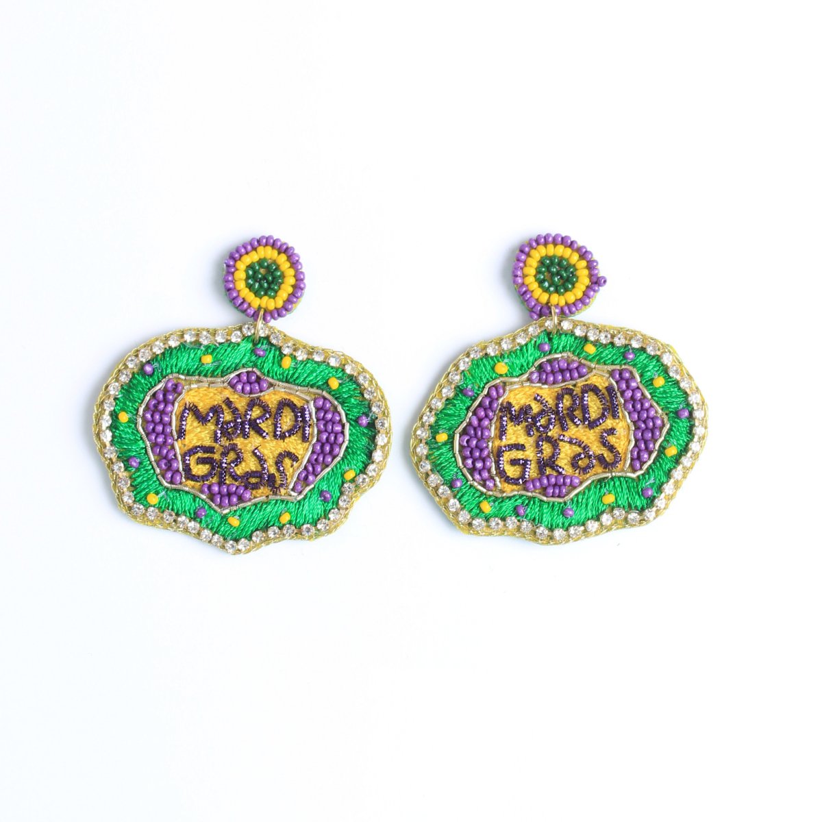 Mardi Gras Beaded Statement Earrings - Mardi Gras Apparel - Accessories, Adult, Earrings - Earrings