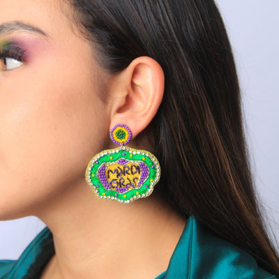 Mardi Gras Beaded Statement Earrings - Mardi Gras Apparel - Accessories, Adult, Earrings - Earrings