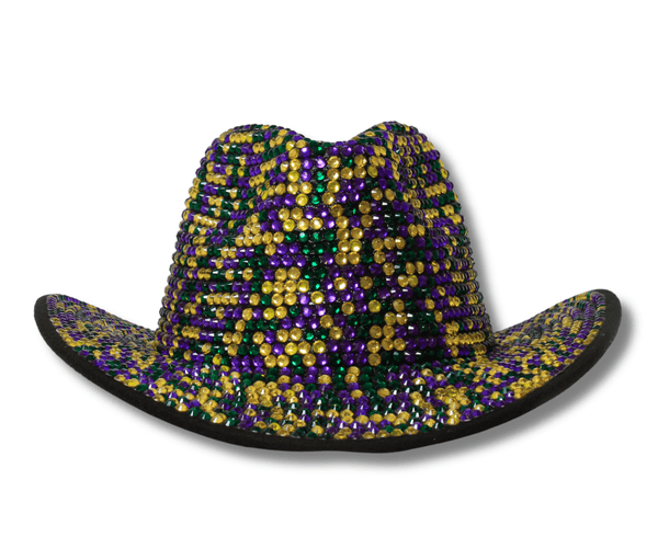 Bling Studded Mardi Gras Western Cowboy Fedora Hat HAT165_4806ad80-5e7a-4aa1-afad  main image 2