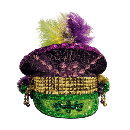 Mardi Gras Carnival Luxe Conductor Hat - Mardi Gras Apparel - Accessories, Adult, Captain Hat - Captain Hat