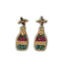 Mardi Gras Champagne Bottle Beaded Earrings with Rhinestones Top - Mardi Gras Apparel