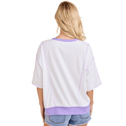 Mardi Gras Color Block Appliqué Sweatshirt - Mardi Gras Apparel - Adult, Green, Ladies - Sweaters