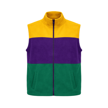 Mardi Gras Color Block Fleece Vest - Mardi Gras Apparel - Adult, Ladies, Mardi Gras - Vest