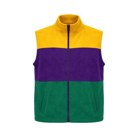 Mardi Gras Color Block Fleece Vest - Mardi Gras Apparel - Ladies, Mardi Gras, Vest - Vest