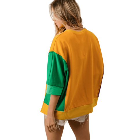 Mardi Gras Color Block Open Seam Detail Top - Mardi Gras Apparel - Adult, Bibi, Bibi Top Chart - Tops