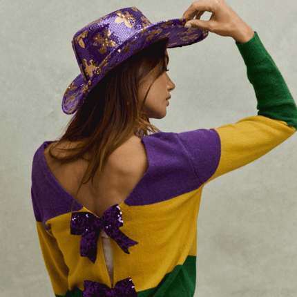 Mardi Gras Color Block Sweater Top - Mardi Gras Apparel - Adult, Bibi, Bibi Top Chart - Sweaters