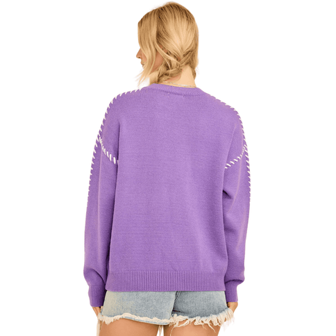 Mardi Gras Color Block Sweater - Mardi Gras Apparel - Adult, Green, Ladies - Sweaters