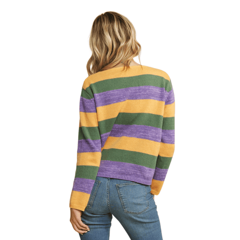 Mardi Gras Colorful Stripe Relaxed Fit Pullover Top - Mardi Gras Apparel - Adult, Ladies, Mardi Gras - Sweatshirt