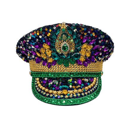 Mardi Gras Crown Jewel Conductor Hat - Mardi Gras Apparel - Accessories, Adult, Captain Hat - Captain Hat