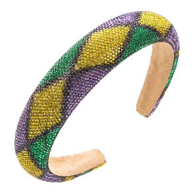 Mardi Gras Diamond Pattern Rhinestone Headband - Mardi Gras Apparel