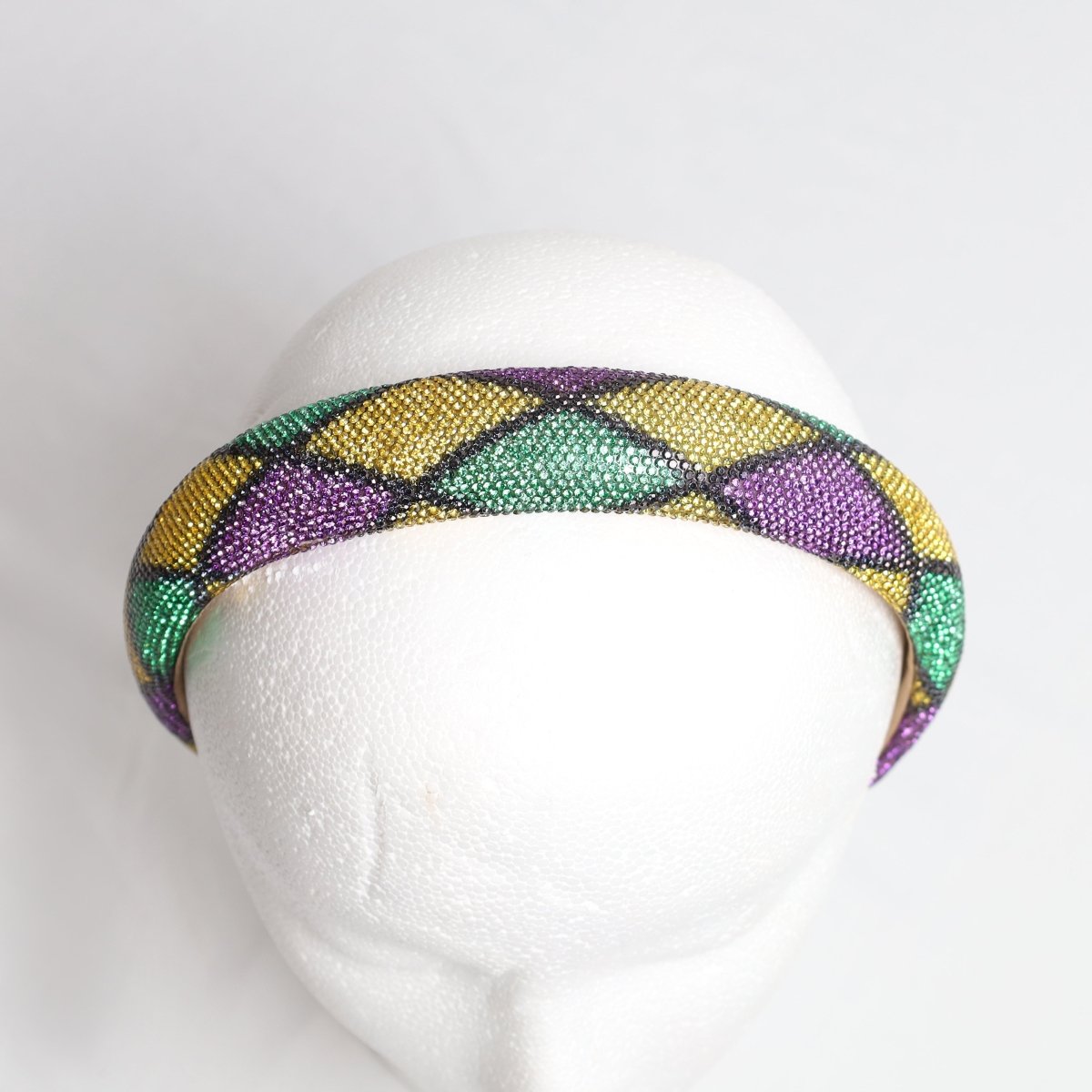 Mardi Gras Diamond Pattern Rhinestone Headband - Mardi Gras Apparel - Accessories, Headbands, Mardi Gras - Mardi Gras Headband