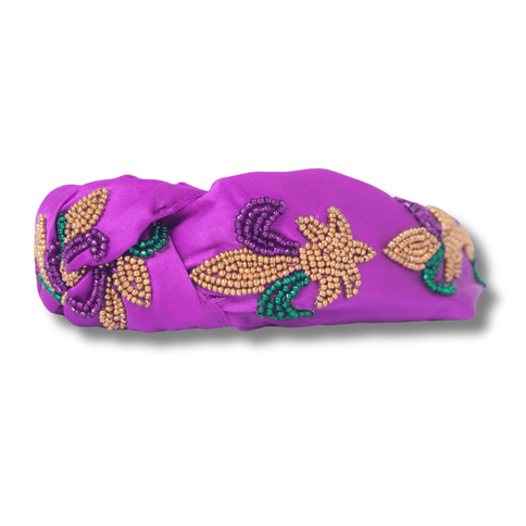 Mardi Gras Embellished Satin Headband - Mardi Gras Apparel - Accessories, Headbands, Mardi Gras - Mardi Gras Headband