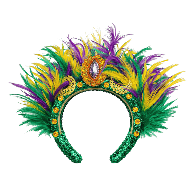 Mardi Gras Feather Crown Headband - Mardi Gras Apparel - Accessories, Headbands, Mardi Gras - Headband