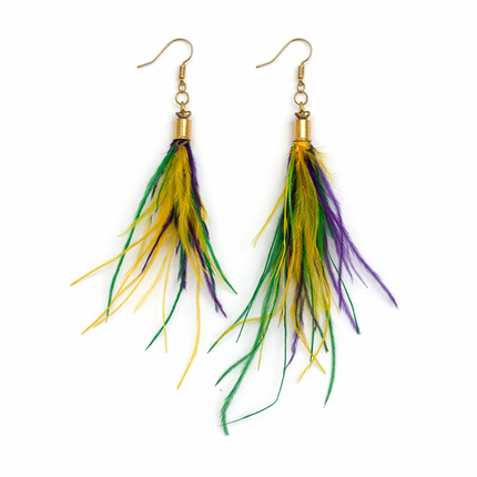 Mardi Gras Feather Earrings - Mardi Gras Apparel - Accessories, accessory discount tier, Earrings - Earrings