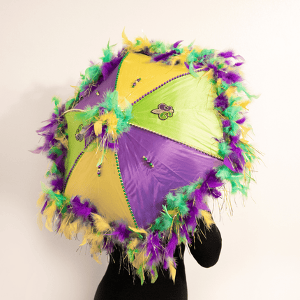 Mardi Gras Feathered Second Line Umbrella - Mardi Gras Apparel - Accessories, Adult, Mardi Gras - Hats