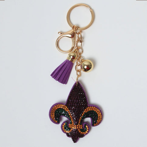 Mardi Gras Fleur De Lis Rhinestone Keychain #3 - Mardi Gras Apparel - Accessories, Keychain, Mardi Gras - Keychain