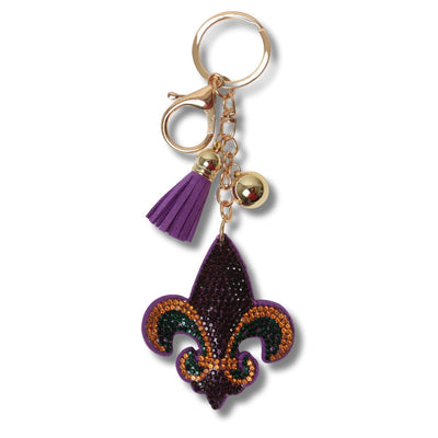 Mardi Gras Fleur De Lis Rhinestone Keychain #3 - Mardi Gras Apparel - Accessories, Keychain, Mardi Gras - Keychain