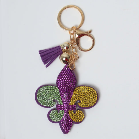 Mardi Gras Fleur - de - Lis Rhinestone Keychain - Mardi Gras Apparel - Accessories, Keychain, Mardi Gras - Keychain