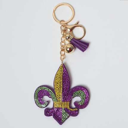 Mardi Gras Fleur - de - Lis Rhinestone Keychain - Mardi Gras Apparel - Accessories, Keychain, Mardi Gras - Keychain