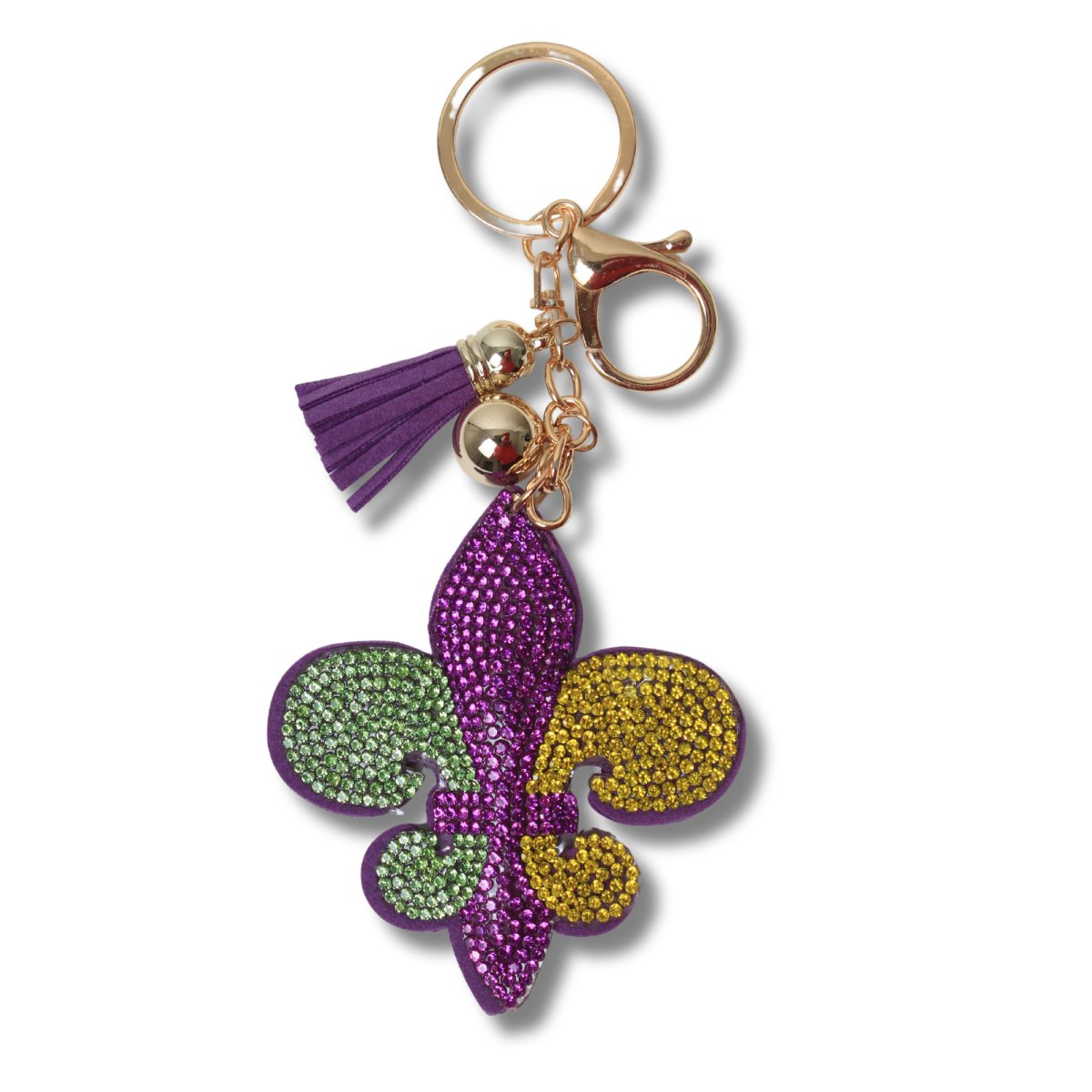 Mardi Gras Fleur - de - Lis Rhinestone Keychain - Mardi Gras Apparel - Accessories, Keychain, Mardi Gras - Keychain