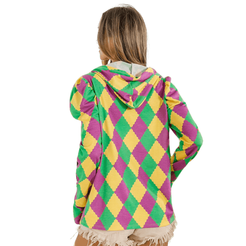 Mardi Gras French Terry Puff Sleeves Hoodie - Mardi Gras Apparel - Adult, Bibi, Bibi Top Chart - Hoodie