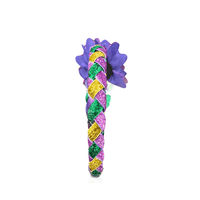 Mardi Gras Glitter Headband with Fleur De Lis & Fabric Accents - Mardi Gras Apparel - Accessories, Headbands, Mardi Gras - Headband