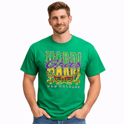 Mardi Gras Graphic T-Shirt New Orleans Carnival Tee - Mardi Gras Apparel - Adult, Adult Unisex, Black - Tee - Shirt