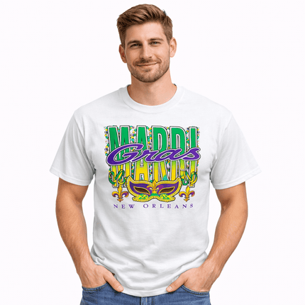 Mardi Gras Graphic T-Shirt New Orleans Carnival Tee - Mardi Gras Apparel - Adult, Adult Unisex, Black - Tee - Shirt