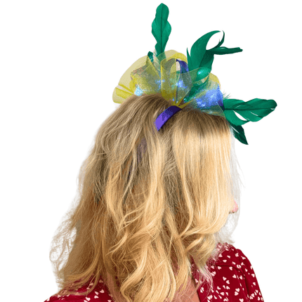 Mardi Gras Green Flower Light - Up Headband & Hair Bow Clip Set - Mardi Gras Apparel - Accessories, Headbands, Mardi Gras - Headband