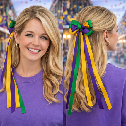 Mardi Gras Hair Bow - Mardi Gras Apparel - Accessories, Adult, Hair Bow - Hair Bow
