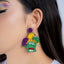 Mardi Gras Jester Face Beaded Earrings - Mardi Gras Apparel