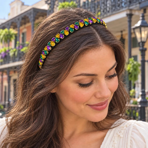 Mardi Gras Jeweled Headband Purple, Green & Gold - Mardi Gras Apparel - Accessories, Headbands, Mardi Gras - Headband