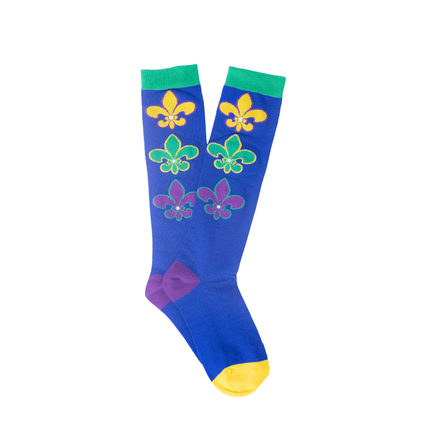 Mardi Gras Knee High FLDS Socks Blue - Mardi Gras Apparel - Accessories, Adult, Mardi Gras - Socks