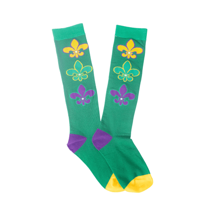 Mardi Gras Knee High FLDS Socks Green - Mardi Gras Apparel - Accessories, Adult, Mardi Gras - Socks