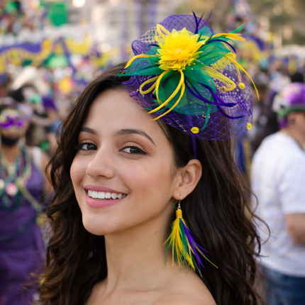 Mardi Gras Light - Up Feather Fascinator Headband - Mardi Gras Apparel - Accessories, apparel discount tier, Headbands - Headband