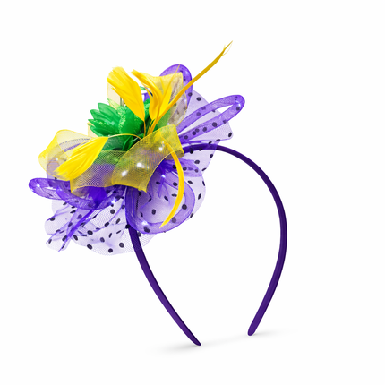 Mardi Gras Light - Up Feather Fascinator Headband - Mardi Gras Apparel - Accessories, apparel discount tier, Headbands - Headband