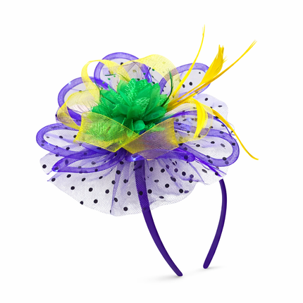 Mardi Gras Light - Up Feather Fascinator Headband - Mardi Gras Apparel - Accessories, apparel discount tier, Headbands - Headband