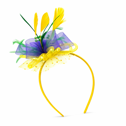 Mardi Gras Light - Up Feather Fascinator Headband - Mardi Gras Apparel - Accessories, apparel discount tier, Headbands - Headband