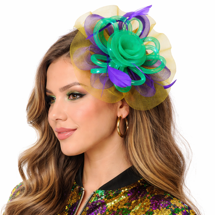 Mardi Gras Light - Up Feather Fascinator Headband - Mardi Gras Apparel - Accessories, apparel discount tier, Headbands - Headband