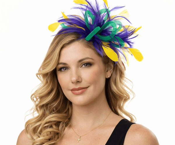 Mardi Gras Light-Up Feather Fascinator Headband Festive LED  display picture 3